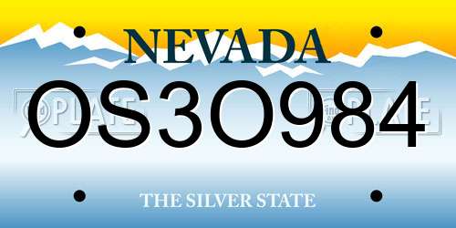 OS3O984 Nevada License Plate