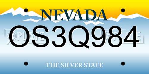 OS3Q984 Nevada License Plate