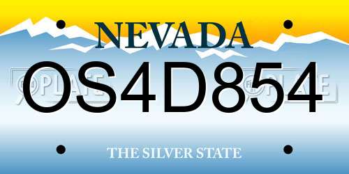 OS4D854 Nevada License Plate