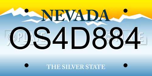 OS4D884 Nevada License Plate