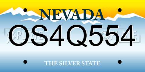 OS4Q554 Nevada License Plate
