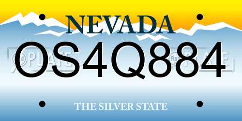OS4Q884 Nevada License Plate