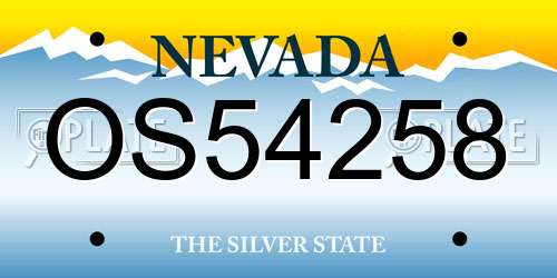 OS54258 Nevada License Plate