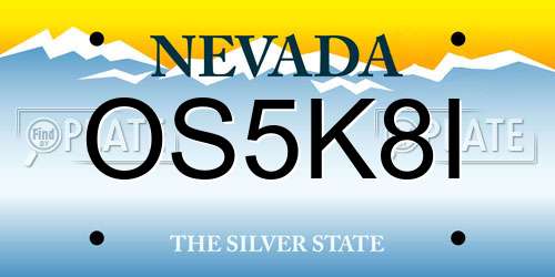 OS5K8I Nevada License Plate