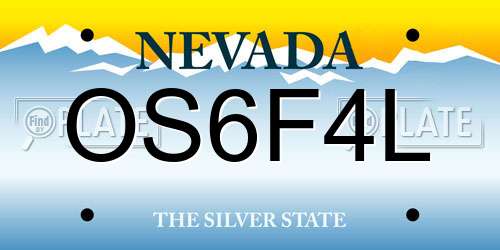 OS6F4L Nevada License Plate
