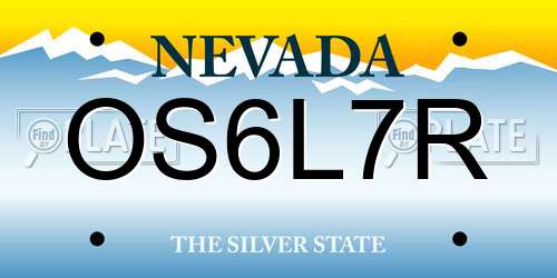 OS6L7R Nevada License Plate