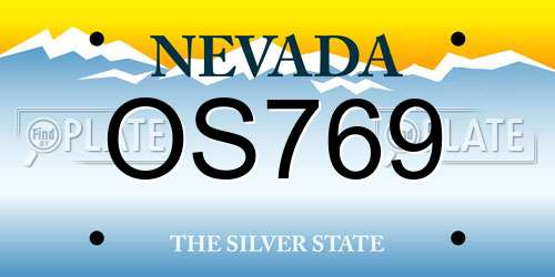 OS769 Nevada License Plate