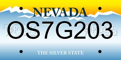 OS7G203 Nevada License Plate