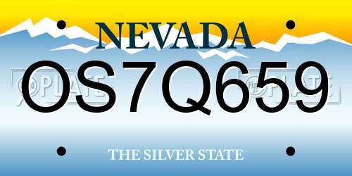 OS7Q659 Nevada License Plate