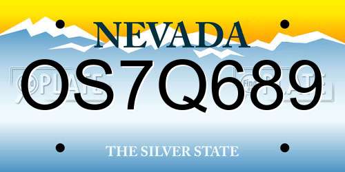 OS7Q689 Nevada License Plate