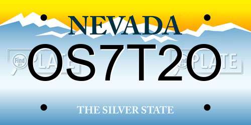 OS7T2O Nevada License Plate