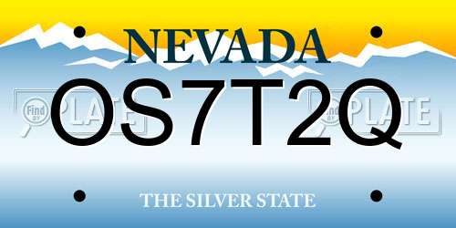 OS7T2Q Nevada License Plate