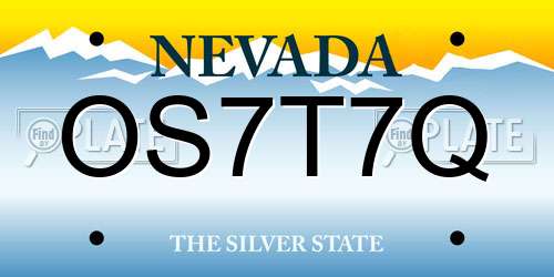 OS7T7Q Nevada License Plate