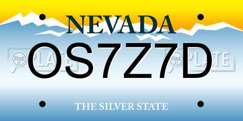 OS7Z7D Nevada License Plate