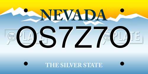 OS7Z7O Nevada License Plate
