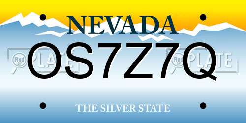 OS7Z7Q Nevada License Plate