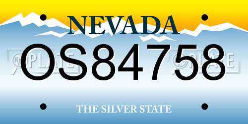 OS84758 Nevada License Plate