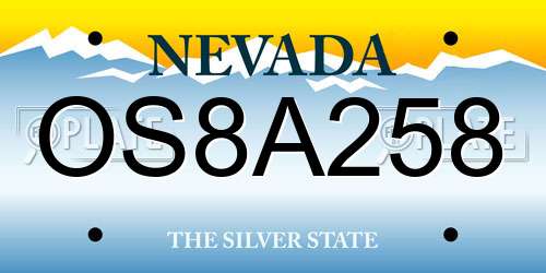 OS8A258 Nevada License Plate