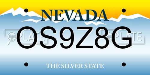 OS9Z8G Nevada License Plate