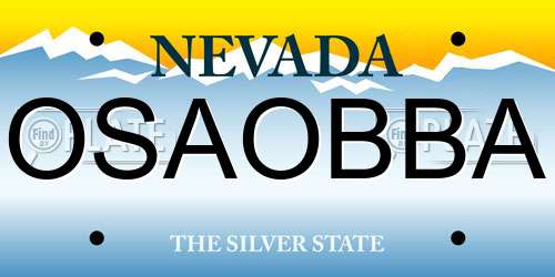 OSAOBBA Nevada License Plate