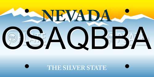 OSAQBBA Nevada License Plate