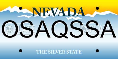OSAQSSA Nevada License Plate