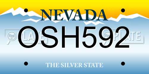 OSH592 Nevada License Plate