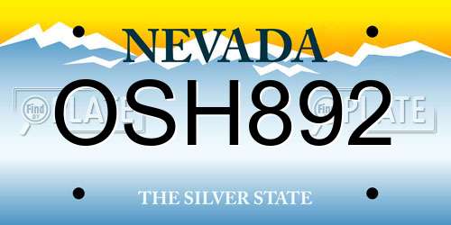 OSH892 Nevada License Plate