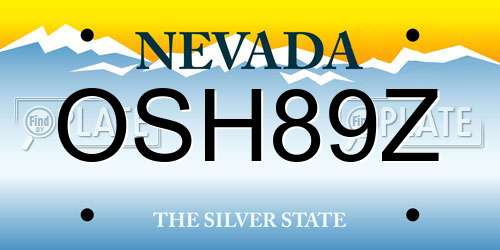 OSH89Z Nevada License Plate
