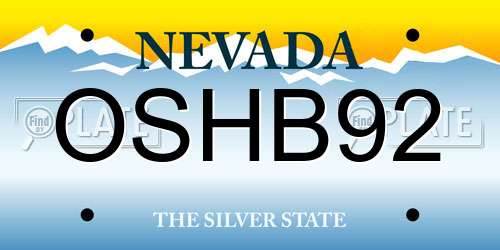 OSHB92 Nevada License Plate