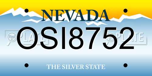 OSI8752 Nevada License Plate