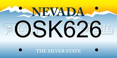 OSK626 Nevada License Plate