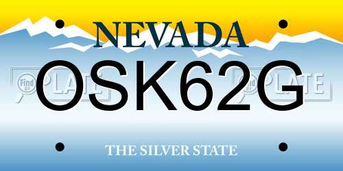 OSK62G Nevada License Plate