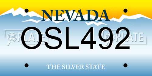 OSL492 Nevada License Plate