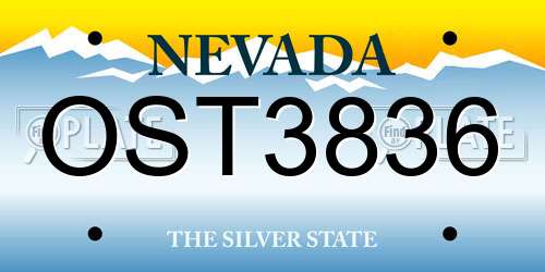 OST3836 Nevada License Plate