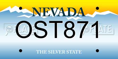 OST871 Nevada License Plate