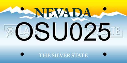 OSU025 Nevada License Plate