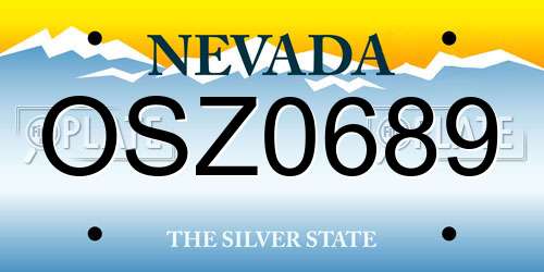 OSZ0689 Nevada License Plate