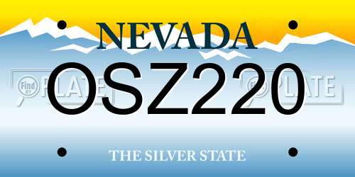 OSZ220 Nevada License Plate