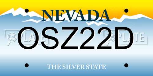 OSZ22D Nevada License Plate