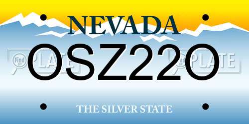 OSZ22O Nevada License Plate