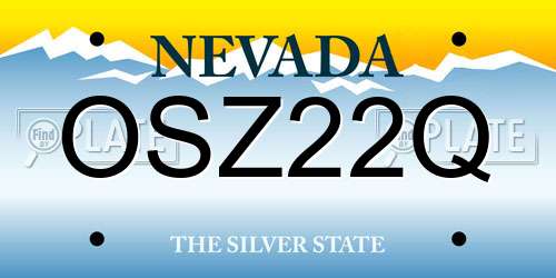 OSZ22Q Nevada License Plate