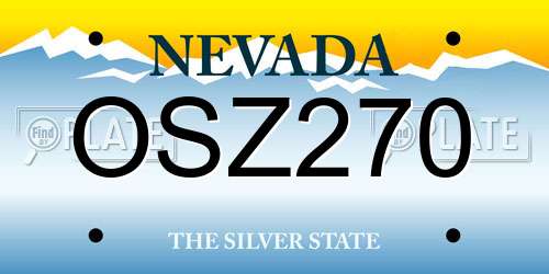 OSZ270 Nevada License Plate