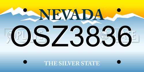 OSZ3836 Nevada License Plate