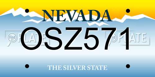 OSZ571 Nevada License Plate