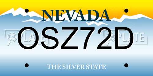 OSZ72D Nevada License Plate