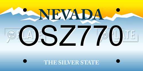 OSZ770 Nevada License Plate