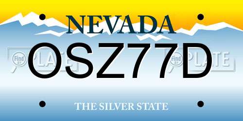 OSZ77D Nevada License Plate