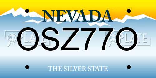 OSZ77O Nevada License Plate