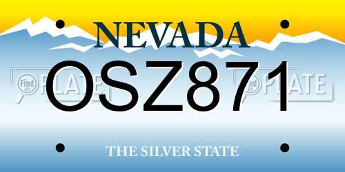 OSZ871 Nevada License Plate